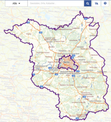 Ein Bild von der Weboberfläche des Informationsportals für Grundstücksdaten Brandenburg